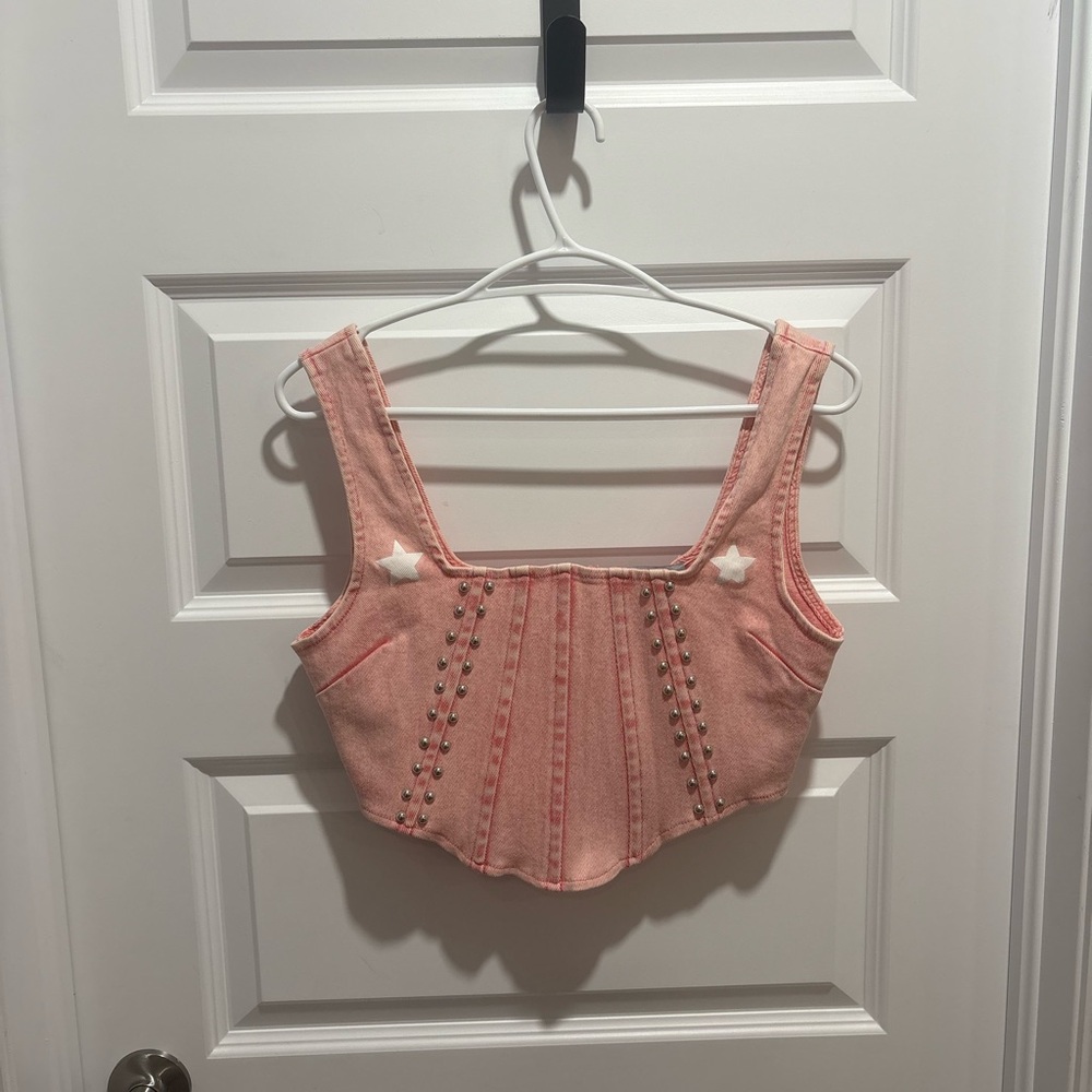 Pink Studded Crop Top